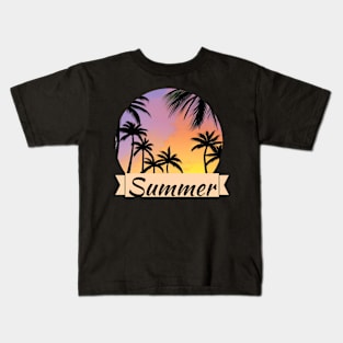 Sunset with tropical palm trees Kids T-Shirt